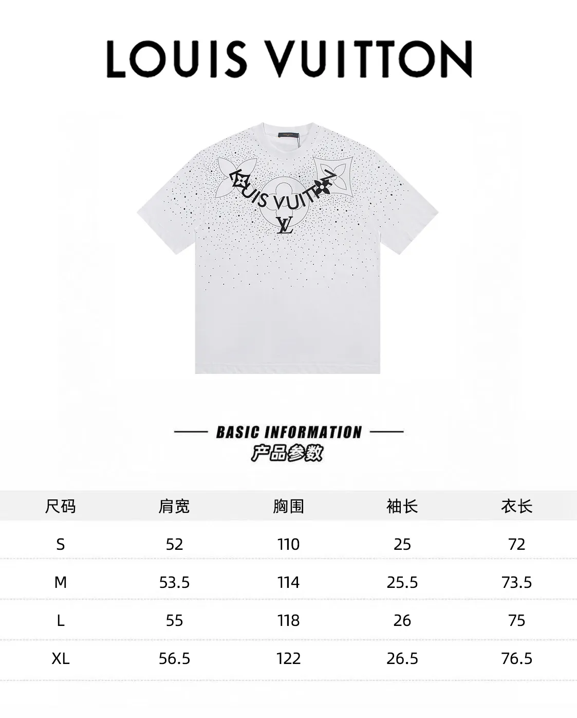 🅿️180 louis vuitto*2026 latest short-sleeved T-shirt (hot diamond) Material: Made of high version 300g double yarn combed cotton Size: S M L XL Color: black white Style number: W2652